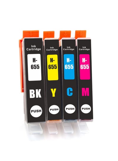اشتري ink 655 for HP Cartridge (4-Pack: BK C M Y) for Deskjet Ink Advantage 3525 4615 4625 5525 6520 6525 في السعودية