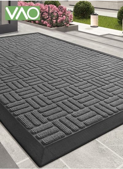 اشتري Front Door Mat All Weather Entry and Back Yard Door Mat Indoor and Outdoor Safe Slip Resistant Rubber Backing Absorbent and Waterproof Dirt Trapping Rugs for Entryway 60*90CM في الامارات