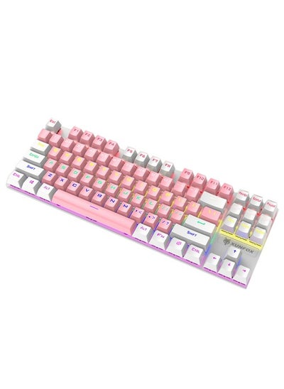 اشتري XUNFOX K80 87 Keys Wired Gaming Mechanical Illuminated Keyboard, Cable Length:1.5m(Pink White) في السعودية