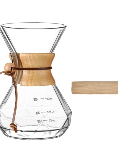 Buy Pour Over Coffee Maker, Holds 1 to 2 Cups, 15oz Coffee Dripper Set Borosilicate Glass Coffee Carafe Brewer, Coffee Server for Home Café Restaurant Camping in UAE