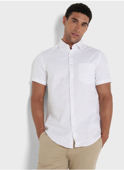 Buy Solid Slim Fit Short Sleeve Casual Shirt in UAE