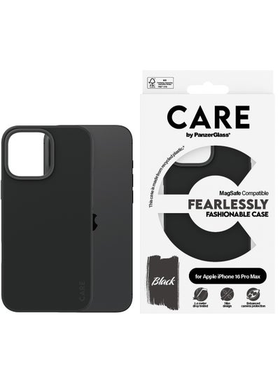 اشتري CARE by PanzerGlass® Phone Case for Apple iPhone 16 Pro Max Black Slim Design, Fashion Elegant Look, Enhanced Camera Protection, Recycled Materials, Seamless MagSafe Compatibility في الامارات