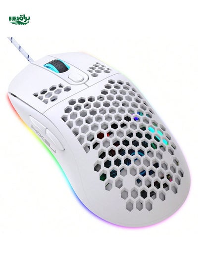 Buy HXSJ 1pc Honeycomb Usb Wired Gaming Mouse 8000dpi Rgb Light Up, Plug And Play, Suitable For Gaming/Home/Office Optical Mouse in Saudi Arabia