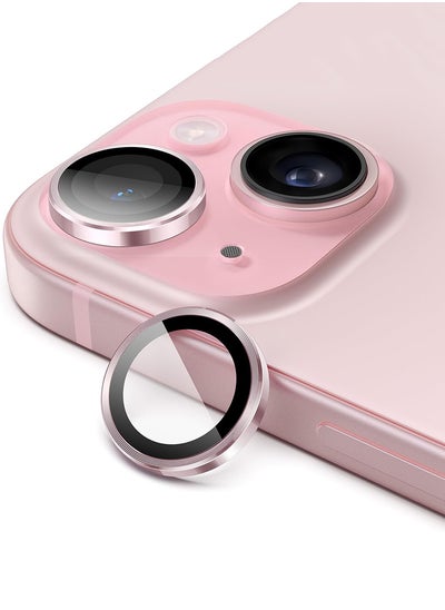 Buy Camera Lens Protectors for iPhone 15/15 Plus and 14/14Plus, Armorite Individual Lens Protectors, Scratch-Resistant Ultra-thin Tempered Glass with Aluminum Edging, (Pink) in UAE