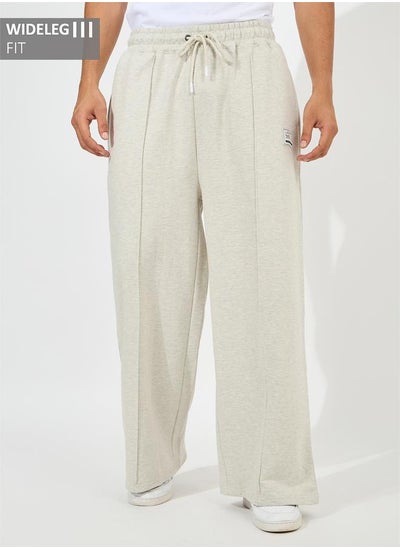 اشتري Fleece Pintuck Wide Leg Joggers with Badge Detail في السعودية