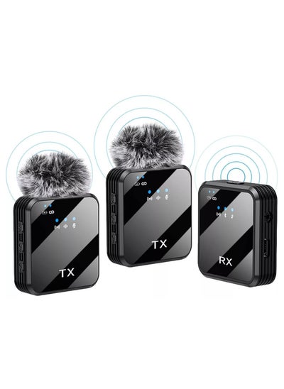 Buy Wireless lavalier microphone for TikTok live streaming and video recording - noise-canceling microphone. Available for iPhone, Android, cameras, camcorders, sound cards, mixers, and more in Saudi Arabia