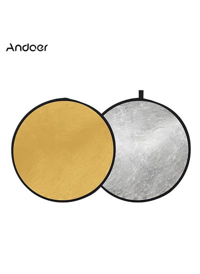 اشتري Andoer 24" 60cm Portable Collapsible Disc Light Reflector Photography Reflector Gold and Silver 2-in-1 for Portrait Photography Live Streaming في السعودية