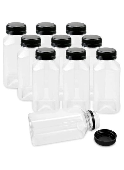 اشتري مجموعة VOIDROP من 12 زجاجة عصير بلاستيكية 250 مل مع أغطية سوداء في الامارات