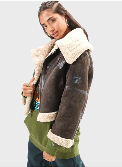 Buy Zip Through Fur Detail Jacket in UAE