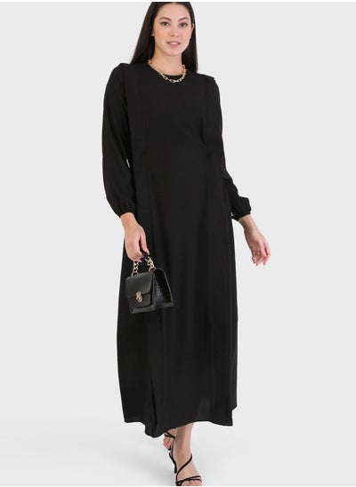 Buy Crew Neck Tie Detail Dress in Saudi Arabia