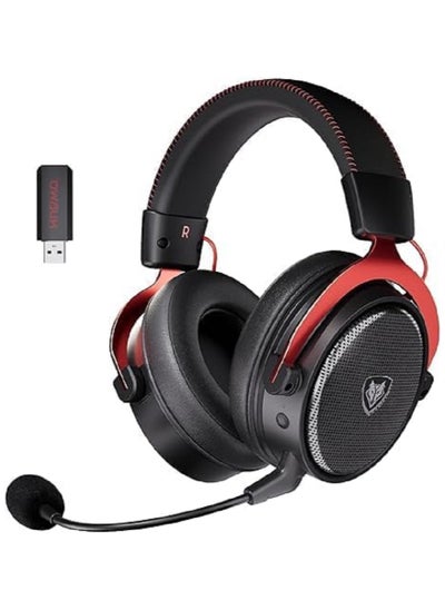 Buy G07 Gaming Headset,Wireless Gaming Headphones with Mic,2.4GHz & Bluetooth 5.3 Technology with Noise-Canceling Microphone, for PS5, PS4, PC,Ergonomic Design,Black/Red in UAE