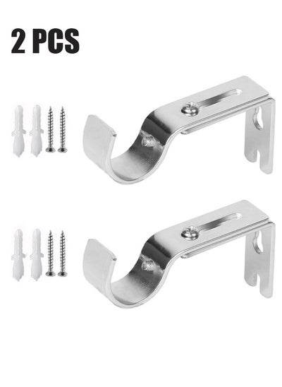 Buy 2 Pcs Adjustable Curtain Rod Brackets for Adjustable Premium Rod Bracket for Walls Curtain Rod Holder Window Curtain Rod Support Hanger Heavy Duty Curtain Rod Brackets Holders (Silver) in UAE