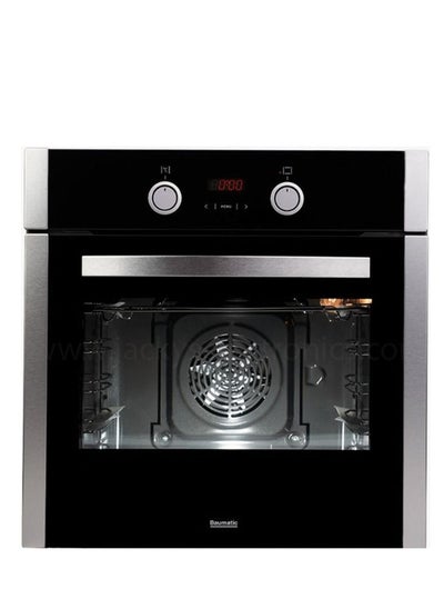 اشتري Baumatic 60cm Built In Electric Oven with Fan 69L, Silver and Black – BMEO6E8PM في الامارات