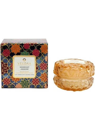 Buy VEEDAA Midnight Jasmine Soy Wax Crystal Glass Scented Candle (Burns 15 Hours) in UAE
