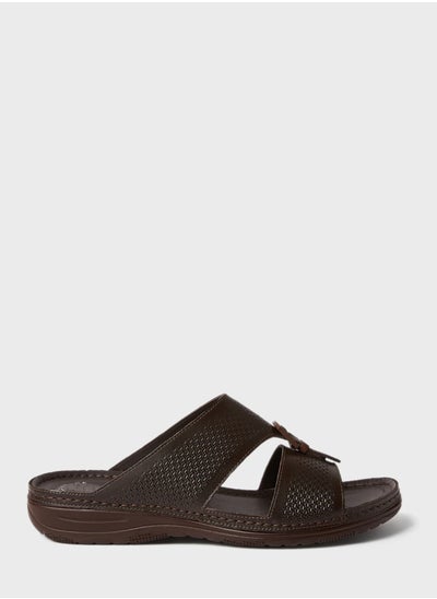 Buy Buckle Detail Leather Sandals in Saudi Arabia