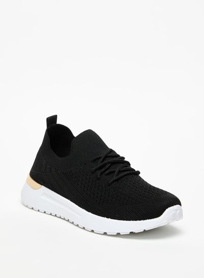 Buy Textured Running Shoes with Lace-Up Closure in UAE