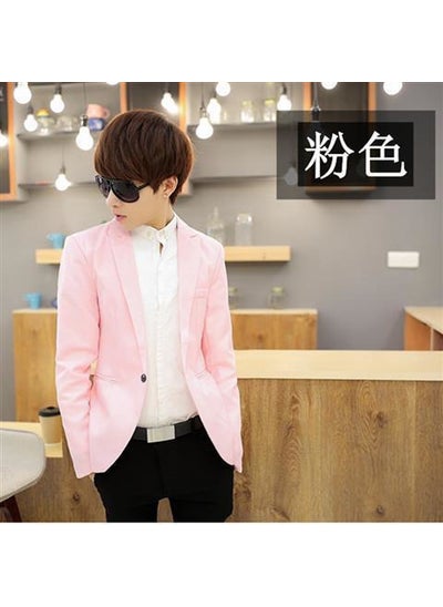 Buy Mens Formal Suit Jacket Business Wedding Groomsmen Attire Pink X07 in UAE