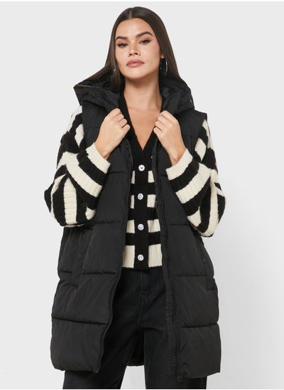 Buy Zip Through Puffer Vest Coat in UAE