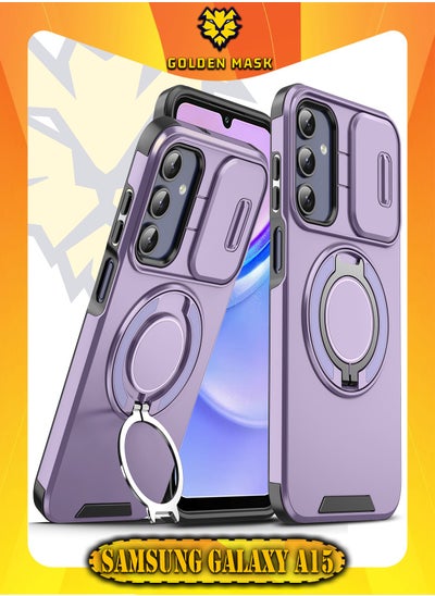 Buy GOLDEN MASK For Samsung Galaxy A15 Sliding Camshield Ring Holder Phone Case (Purple) in Egypt