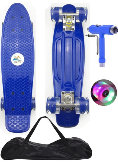 Buy 22" Pany SkateBoard PU Flash Wheels Fish Shape With Carry Bag & Tool, Dark Blue in Egypt