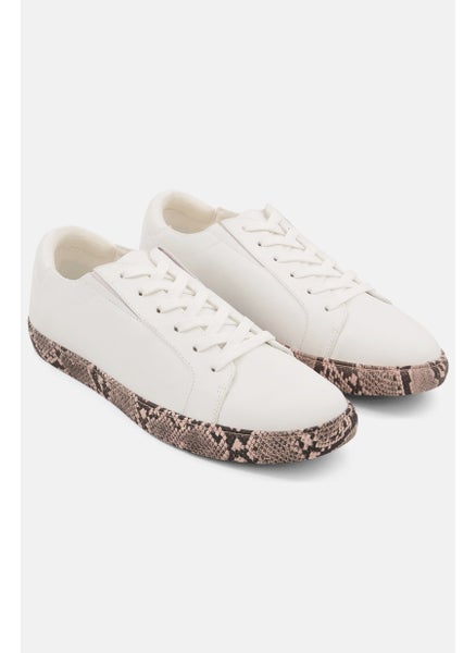 اشتري Women Medium Snakeskin Lace Up Casual Shoes, White Combo في الامارات