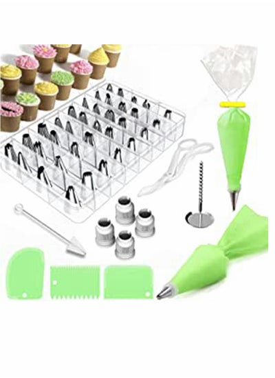 Buy 62PCS Cake Decorating Tools Kit, DIY Icing Piping Cream Reusable Pastry Silicone Pastry Bag with 62 Nozzle Mold and 10 disposable piping bags for Cake Decorating in Saudi Arabia