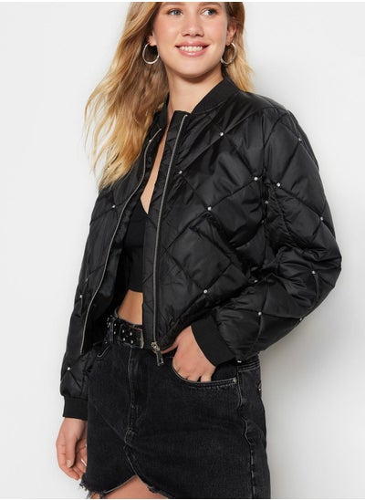 Buy Embellished Quilted Bomber Jacket in UAE