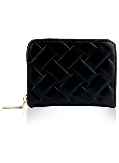 اشتري Women's Leather Small Coin Purse, Zipper and ID Card Holder Wallets, Black في السعودية