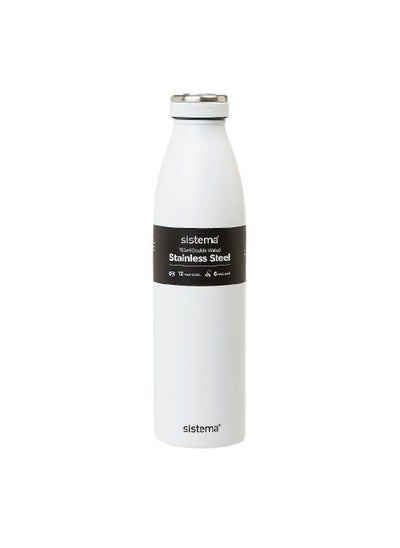 اشتري Sistema Stainless Steel Water Bottle White 750ML في الامارات