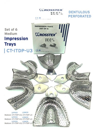 Buy Dental Impression Tray Set of 6 Medium Dentulous Perforated in Saudi Arabia