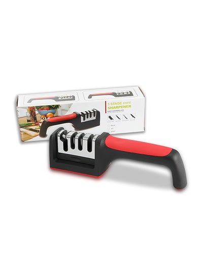 Buy Generic Knife Sharpener – Professional Knife Sharpener – Nonslip Base – Fast Sharpening – Kitchen Utensils – 3 Stage Sharpener – Manual Knife Sharpener (Red And Black) in Egypt