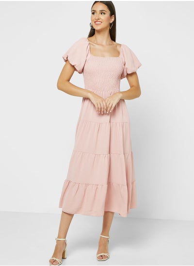 Buy Puff Sleeve Tiered Dress in UAE