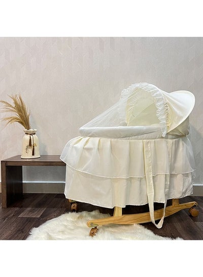 Buy Moses Basket with Wooden Wheels Stand in Saudi Arabia