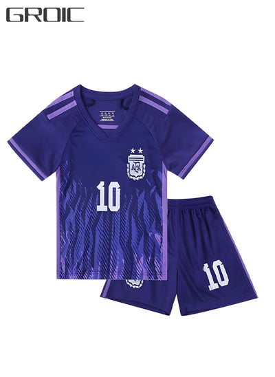 Buy Messi Jersey #10 Soccer T Shirt and Shorts,Football Jersey for Kids,Football Suits,Football Jersey Set in Saudi Arabia