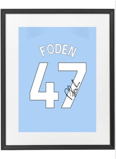 اشتري Phil Foden Autographed Jersey - Framed Poster 50x40cm - Football Memorabilia, Soccer Collectible, Gift for Fans في الامارات