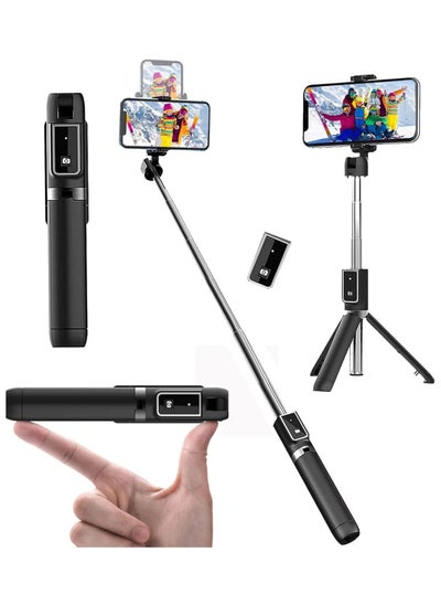 اشتري Selfie Stick, 3 in 1 Extendable Selfie Stick Tripod with Detachable Bluetooth Wireless Remote Phone Holder for iPhone 12/Xs/iPhone 8/iPhone 11/11pro, Galaxy S10/S9 Plus/S8/Note8 في الامارات