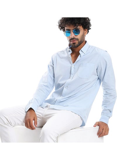 Buy Buttons Down Closure Long Sleeves Shirt_Light Blue in Egypt