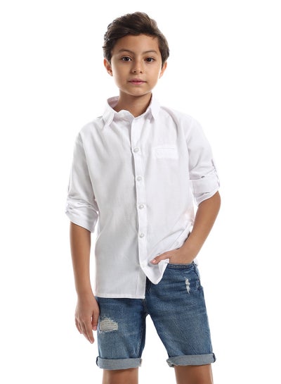 Buy Boys Casual Roll Up Sleeves Cotton Shirt in Egypt