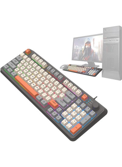 Buy K82 USB Keyboard Three Color-Block Luminous Mechanical Hand Feel Station 94 Key for Gaming Computer PC Laptop Mechanical Keyboard Three Color Backlit Keyboard Grey in UAE