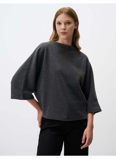 Buy Round Neck Bat Sleeve Basic Blouse in Egypt