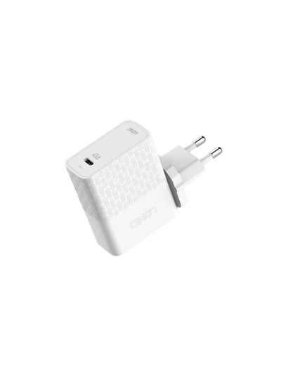 اشتري A1405C High Quality Foldable-Plug Super Fast Charger 40W PD Port With Type-C To Lightning Cable - White Grey في مصر