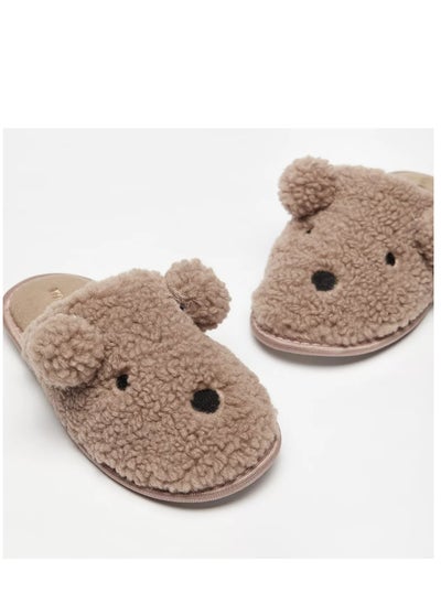 Buy Clogs Teddy Bear Slippers, Brown Fur, Size 36 in Egypt