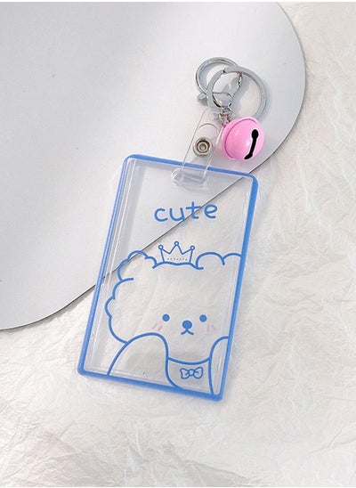 Buy 1 Pcs Cute Cartoon Dog Graphic ID Card Cover Transparent Acrylic with Sweet Small Bell Keychain Metal Door Work Card Protection for Students Kids Girls Boys in UAE