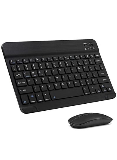 اشتري Arabic and English Bluetooth Keyboard and Mouse Combo Ultra-Slim Portable Compact Wireless Mouse Keyboard Set for IOS Android Windows Tablet Phone iPhone iPad Pro Air Mini (Black) في الامارات