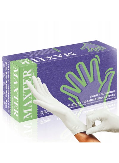 Buy MAXTER White Latex Gloves S Medical Exam Powdered Disposable Gloves 100 pcs per box SMALL (S) in UAE