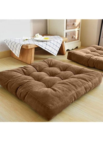 Buy Simple And Comfortable Square Floor Velvet Tufted Cushion 55Cm X 55Cm X 10Cm in Saudi Arabia