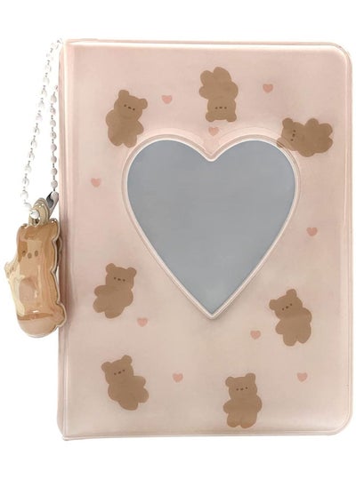 اشتري 3 Inch Mini Photo Album Heart Hollow Card Binder Kpop Holder For Collecting Picture Name ID Business Cards Photos 40 Pockets Beige Bear في الامارات