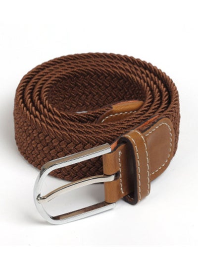 Buy 105-110cm Elastic Braided belt Needle Buckle Elastic Belt Casual Canvas Brown in UAE