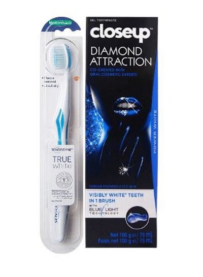 Buy Diamond Attraction Refreshing Whitening Gel Toothpaste 75ml With Sensodyne Toothbrush Medium Multicolour in Saudi Arabia