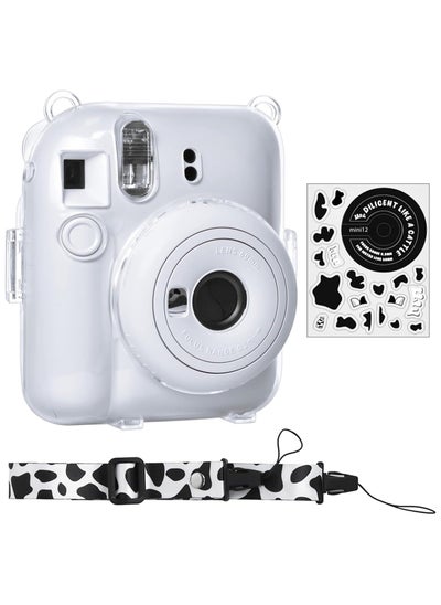 Buy Clear Case Compatible With Fujifilm Instax Mini 12 Instant Camera Transparent Protective Case With Photo Storage Pocket Cute Sticker And Strap in Saudi Arabia